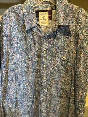 Panhandle Slim Men’s Blue Paisley Western Dress Shirt